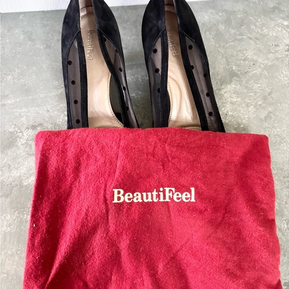 Beautifeel black varin kitten heels Swiss dot leather suede size 9.5 (EU 41) - Picture 6 of 6